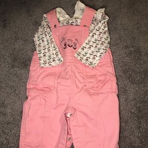 Baby girl overalls with long sleeve shirt
